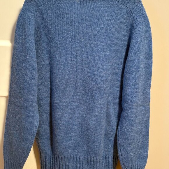 NWT Vintage Deans Of Scotland Sweater Mens 38 Large Blue Shetland Wool Crewneck - Picture 4 of 5